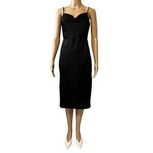 Elegant Black Satin Midi Dress - Perfect for Any Occasion